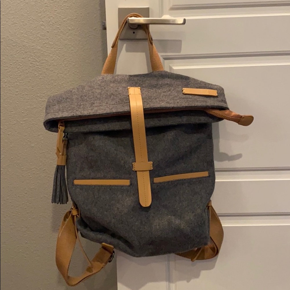 Sherpani wool felt backpack with leather trim